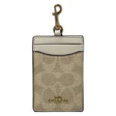 COACH(コーチ) パスケース ID ランヤード・シグネチャー キャンバス CZ285 サンド×チョーク レザー