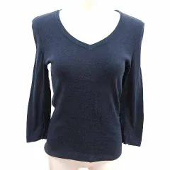 アンタイトル UNTITLED ニット カットソー Vネック 長袖 2 M 紺 ネイビー /YK