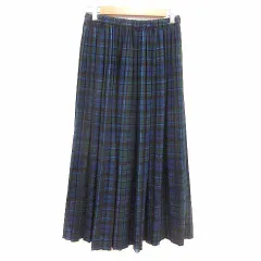 イエナ IENA プリーツスカート ロング チェック 36 S 紺 ネイビー 緑 グリーン /YK