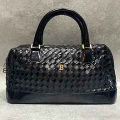 BALLY バリー ハンドバッグ エナメル　ミニボストンバッグ レザー 編み込み ブラック 黒 ゴールド金具 レディース バッグ 手提げ ヴィンテージ
