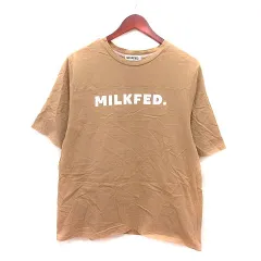 ミルクフェド MILKFED. Tシャツ カットソー オーバーサイズ クルーネック プリント 五分袖 ONE ベージュ 白 ホワイト /MS
