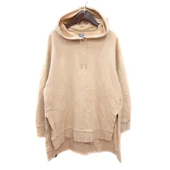 プーマ PUMA パーカー スウェット ロゴ刺繍 長袖 チュニック丈 L ベージュ /MN