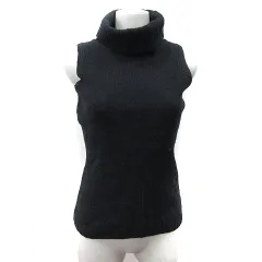 エムケー ミッシェルクラン MK MICHEL KLEIN ニット セーター タートルネック ノースリーブ 38 M 黒 ブラック /YI