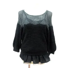 ジルバイジルスチュアート JILL by JILLSTUART ニット セーター 長袖 バイカラー インナー付き 麻混 リネン混 FR グレー 黒 ブラック /MNのサムネイル
