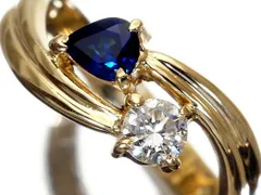 【ジュエリー極】良質ブルー煌く！良質天然ブルーサファイア0.28ct＆良質１粒ダイヤ0.18ct 高級K18YGリング k1367ml【送料無料】