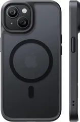 TORRAS iPhone 15 用 ケース 【米軍進化耐久性・高精密 Magsafe対応】マグネット搭載 黄ばみなし 耐衝撃 指紋防止 傷防止 ワイヤレス対応 半透明 ストラップホール付き Guardian-Mag 黒 マットブラック