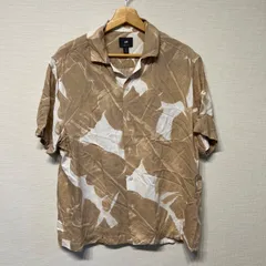 (^w^)b H&M エイチアンドエム 総柄 半袖シャツ リーフ柄 ボタニカル柄 開襟シャツ メンズ サイズM OM10412HG
