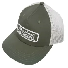 STANDARD CALIFORNIA スタンダードカリフォルニア ロゴ刺繍 メッシュ トラッカー キャップ 帽子 モスグリーン系【美品】【中古】