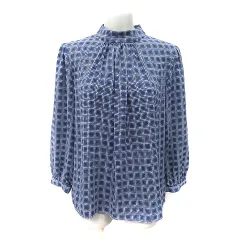 ニューヨーカー NEWYORKER ブラウス 長袖 総柄 11R 紺 ネイビー グレー /YI