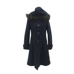 クミキョク 組曲 KUMIKYOKU コート ロング丈 ウール 2 紺 ネイビー フード付き ファー /MA5 ■ECD001