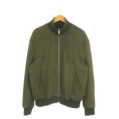 ザラ ZARA ブルゾンジャケット スタンドカラー L 緑 グリーン フェイクスエード ジップアップ /MN34 ■ECD001