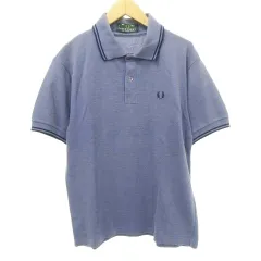 フレッドペリー FRED PERRY ポロシャツ 半袖 ワンポイント ロゴ 薄手 40 Lサイズ 青 ブルー