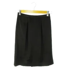 アナイ ANAYI スカート タイト ひざ丈 タック 光沢感 通勤 36 黒 ブラック /AO1