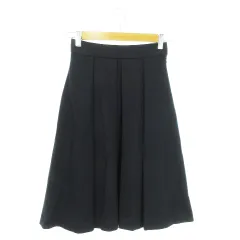 レステラ LESTERA スカート ボックスプリーツ ミモレ ロング ウール ストレッチ 38 紺 ネイビー /AO20