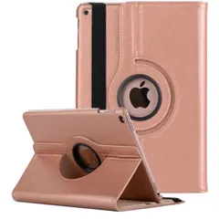 iPad ケース 9.7インチ 2018/2017 （第5世代 第6世代）iPad Air Air 2 カバー 360度回転式 手帳型タブレットケース オートスリープ機能 3段階調節可能 固定バンド 脱落防止 耐衝撃 耐久性 (ローズゴールド)