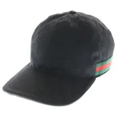 GUCCI (グッチ) GGキャンバス シェリーライン キャップ 帽子 ブラック 200035-601491