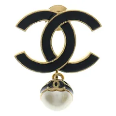CHANEL (シャネル) CC ココマーク フェイクパール ブローチ ブラック/ゴールド B24Sのサムネイル