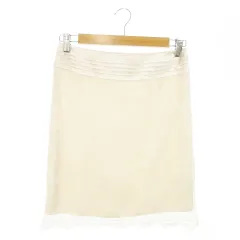 アンタイトル UNTITLED スカート タイト ミニ 切替 レース サテン 花柄 光沢感 きれいめ 2 ベージュ /AO20