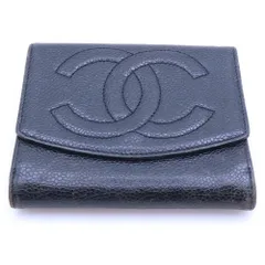 CHANEL (シャネル) ココマーク 2つ折り財布 ブラック キャビア