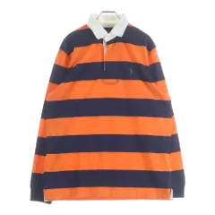 POLO RALPH LAUREN (ポロラルフローレン) 刺繍ロゴ ラガーシャツ ネイビー/オレンジ MNPOKN16824110