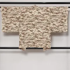 羽織 袷 身丈80cm 裄丈62cm Sランク 正絹 Sサイズ カジュアル 植物柄 抽象的 落ち着き クリーム系 1217-13700