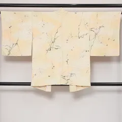 羽織 袷 身丈81cm 裄丈64cm Bランク 正絹 Mサイズ カジュアル 植物柄 金彩 上品 落ち着き クリーム系 1217-13942