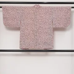 羽織 袷 洗える着物 身丈75cm 裄丈60cm Aランク ポリエステル Sサイズ カジュアル 紐あり 幾何学柄 幾何学的 軽やか 白系 赤系 1217-13781