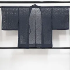 羽織 夏物 夏物 身丈78cm 裄丈64cm 正絹 Sランク Mサイズ カジュアル 紐あり 唐草 紺系 1217-14756
