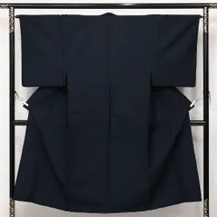 男着物 アンサンブル 単衣 洗える着物 身丈94cm 裄丈32cm Sランク ウール 棒衿 XSサイズ インフォーマル 無地 シック 落ち着き 紺系 黒系 1219-14195