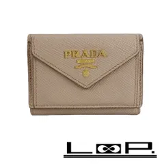 プラダ ■中古■ 三つ折り コンパクト ウォレット 財布 サイフ レザー ピンク ゴールド 1MH021 【512100】5