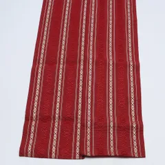 半幅帯 帯丈316cm Aランク カジュアル 全通 小袋帯 未仕立て 正絹 織り 本場筑前博多織 献上柄 ピンク系 赤系 1225-000596