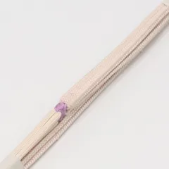 帯締め 正絹 Sランク 平組紐 クリーム系 紫系 1236-01162