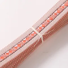 新古品 帯締め 正絹 Nランク 平組紐 ピンク系 朱系 1236-01310