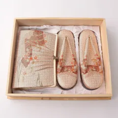 未使用品 草履・バッグセット Sランク 礼装用 FREE 佐賀錦 吉祥文様 正絹 共箱 和装小物 朱系 1241-00984