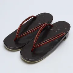 未使用品 夏物 下駄 カジュアル 木製 本革 Sランク 和装小物 茶系 1244-00691
