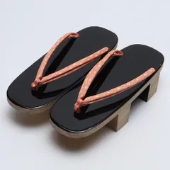 未使用品 夏物 下駄 カジュアル 木製 本革 Aランク 和装小物 黒系 1244-00692