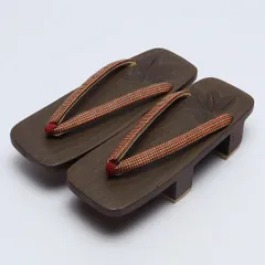 未使用品 夏物 下駄 カジュアル 木製 Sランク 和装小物 赤系 1244-00699