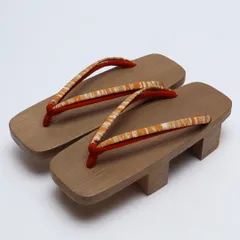 未使用品 夏物 下駄 カジュアル 木製 Sランク 和装小物 茶系 1244-00702