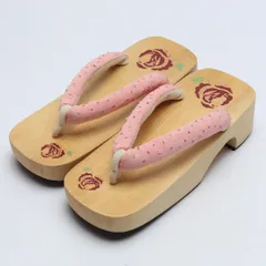 未使用品 夏物 下駄 カジュアル 木製 Aランク 和装小物 茶系 1244-00709