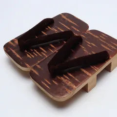 未使用品 下駄 男性用 カジュアル XS 木製 Aランク 和装小物 茶系 1244-00865