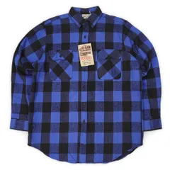 ファイブブラザー FIVE BROTHER 未使用 デッドストック 90s 90年代 ブロックチェック柄 ヘビーネルシャツ 定番 アメカジ USA ヴィンテージ アメリカ 古着 メンズ シャツ ブルー × ブラック L【中古】