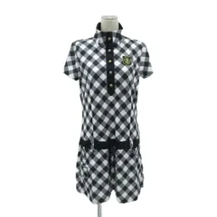 フィラ FILA ゴルフウエア ワンピース ひざ丈 半袖 ペチパンツ付 LL 白 黒 チェック柄 スタンドカラー /SY41 ■ECB001