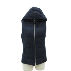 コムサイズム COMME CA ISM ジャケット ダウンベスト 上着 ミドル丈 9 紺 フード付 ジップアップ /SY1 ■ECB001