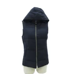 コムサイズム COMME CA ISM ジャケット ダウンベスト 上着 ミドル丈 9 紺 フード付 ジップアップ /SY1 ■ECB001