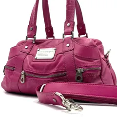 MARC BY MARCJACOBS マークバイマークジェイコブス 2WAY ハンドバッグ ショルダーバッグ ロゴ プレート 金具 ピンク レザー