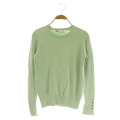 ザラ ZARA ニット セーター 長袖 クルーネック 袖口ボタン USA M ライトグリーン /MY ■OS ■ECB001