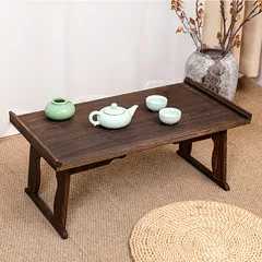 【折りたたみ式＆多機能】木製フロアテーブル ローテーブル ベッドテーブル サイドテーブル コンパクト リビング 食卓 PC作業に最適【省スペース収納】