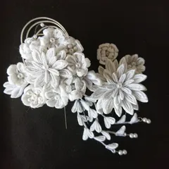 つまみ細工の髪飾りセット/白/結婚式/卒業式/成人式/七五三