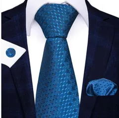 ダークブルー ダイヤモンドパターン ネクタイ　チーフ　カフス　格安　3点セット　格子柄　結婚式　イベント　パーティー　発表会　成人式　卒業式　卒園式　入学式　入社式　父の日　ビジネス　七五三お祝い　カフスボタン　ポケットチーフ　ダンスパーティー　バーテンダー