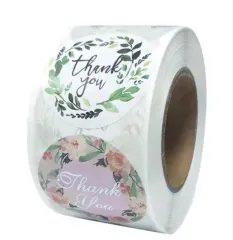 フラワー円型 Thank You ロール ステッカー